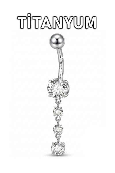 MORNEVA Titanyum Sallantılı Minik Daire Taşlar Göbek Belly Piercingi