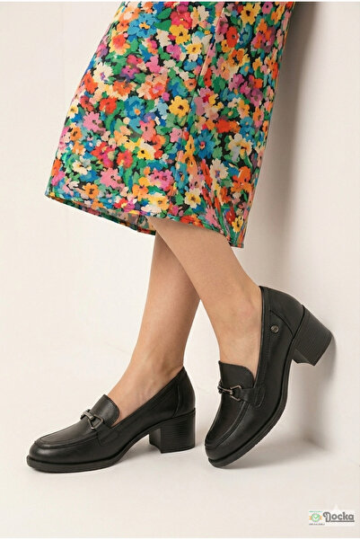 Mammamia Kadın Hakiki Deri Ortopedik Kalın Topuklu Klasik Ayakkabı M27YA/3395