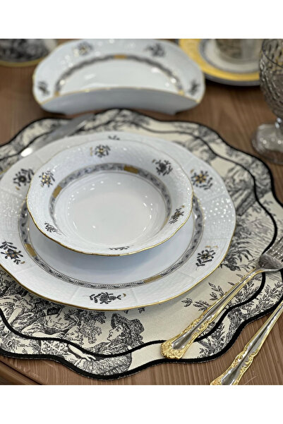 Diva Home مجموعة نمط ريفي فرنسي مفرش طاولة فردي مكونة من 6 قطع 34 × 34