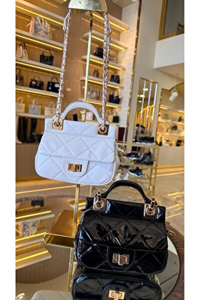 KRISTE BELL Duygushoesbag İthal Kapitone Kilitli Kapak Mini Zincir Askılı Kad...