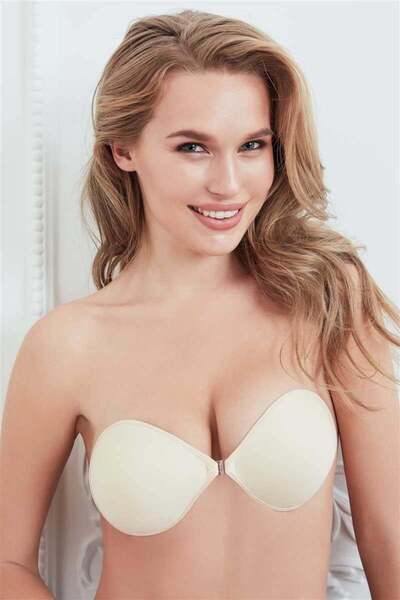 Findit Seamless No Support Strapless Front Opening Adhesive Bra Without Under...