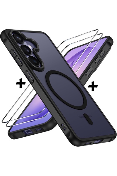 Samsung Galaxy S26 Case Matte Soft Edge + Screen Protector Glass Set with Magsafe Charging