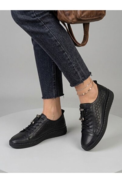 Deripabuc Genuine Leather Black Women's Leather Casual Shoes Dp80-8008