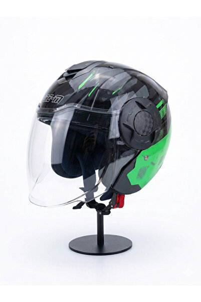 Free-M FREEM PARLAK YEŞİL-SİYAH GÜNEŞ VİZÖRLÜ ECE R 22.06 SERTİFİKALI AÇIK YA...