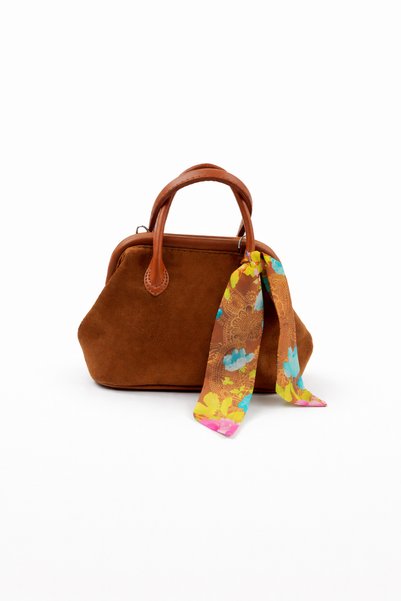 Zoe3 Style Women's Tan Suede Mini Scarf Detailed Stylish Daily Women's Bag