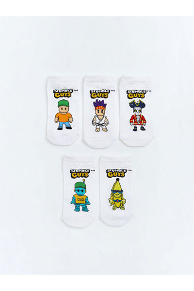 LC Waikiki RMZ GİYİM FARKIYA Stumble Guys جوارب مطرزة للأولاد، عبوة من 5 قطع