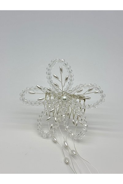 renaitre art Daisy Design Hairpin Made of Crystal Beads, Hair Vine, Bridal Hairpin, Engagement Hairpin