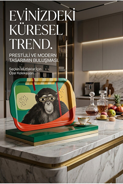 Transformacion Maymun Patterned Presentation Tray 32X21 Special Design Steel ...