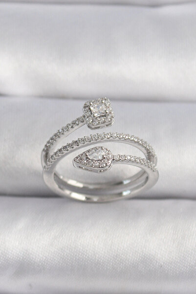 shopwave Brass Silver Color Zircon Stone Arrow Model Vip Series Women's Ring