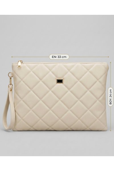 BK Bags & Accessories iPad Compatible Large Size Quilted Portfolio Clutch Handbag