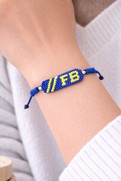 ALYA Miyuki Boncuklu FB Logolu Bileklik – Sarı Lacivert Taraftar Bilekliği/Fe...