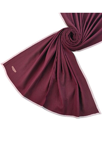 mim eşarp Enba Piped Aqua Solid Color Shawl 85X190Cm - Claret Red