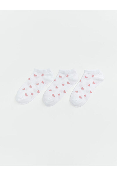 LC Waikiki Rmz Gi̇yi̇m Farkiyla Heart Embroidered Women's Booties Socks 3-Pie...