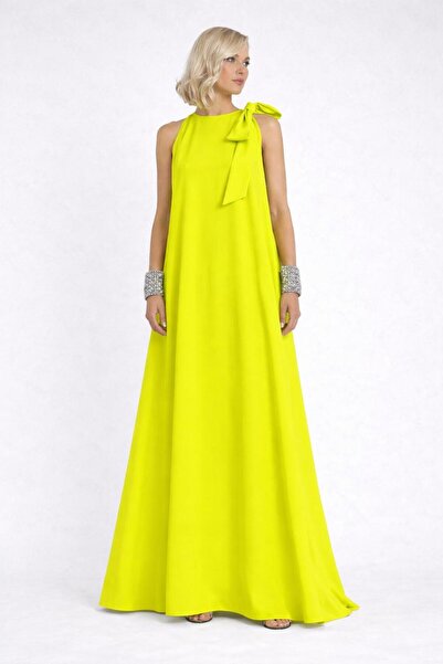 ALYEL NAKER One-Shoulder Bow Detail A-Line Stylish Maxi Dress