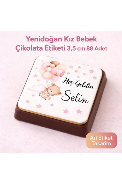 arl etiket tasarım dijital baskı merkezi Yenidoğan pembe Ayıcıklı Madlen Çiko...