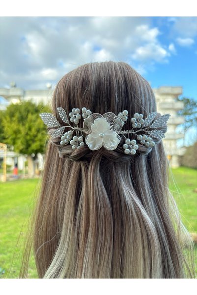 renaitre art Crystal Bead Detailed Comb Hairpin, Bridal Hairpin, Special Occasion Hairpin, Bun Hairpin, Wedding Hairpin
