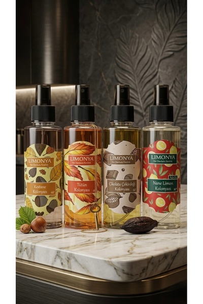 Lımonya 150ml 4'lü Karma Kolonya Seti - Kestane, Tütün, Çikolata Çekirdeği, N...