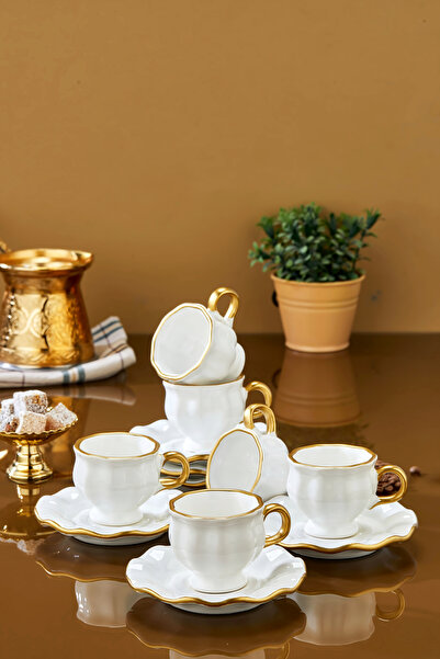 Yumuk Shop 6-Person Luxury Fold Gold Coffee Cup Set