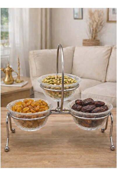 ALQANNAS Dry Fruit Serving Tray with 3 Bowls