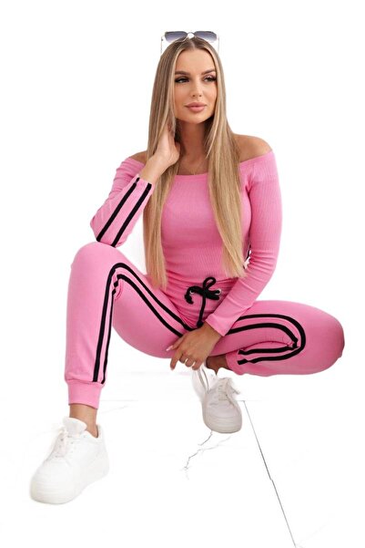 Kesi Set cu o dungă dublă, roz deschis