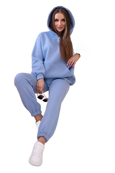 Kesi Set albastru din bumbac cu imprimeu