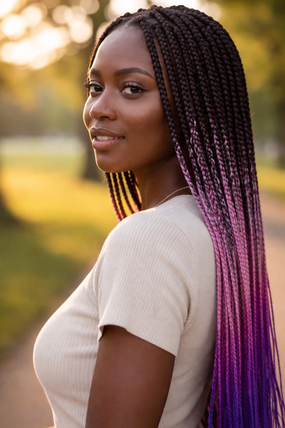 CAŞ DEKORASYON Crna trobojna ombre afrička pletenica, sintetička kosa, 60 cm,...