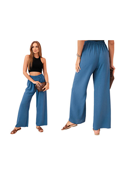 Kesi Pantaloni de damă din denim închis la culoare, cu viscoză, cu talie elas...