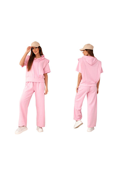 Kesi Set de damă din viscoză roz bombon cu glugă | Butter