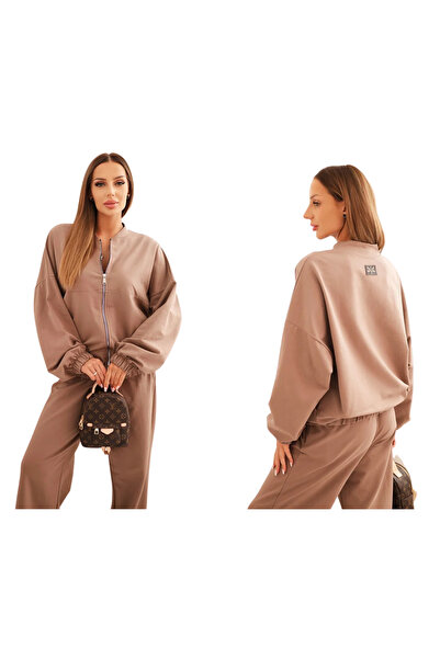 Kesi Set de damă Fango: hanorac supradimensionat cu fermoar + pantaloni cu cr...