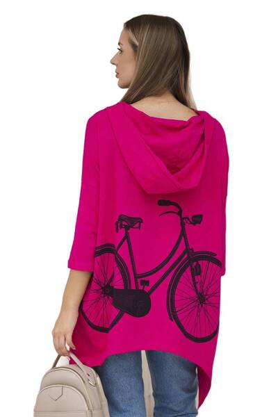 Kesi Hanorac fuchsia cu imprimeu de biciclete