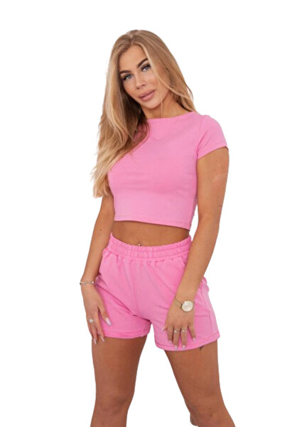Kesi Set de bumbac cu pantaloni scurți roz