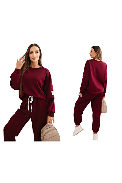 Kesi Set de damă cu unt Plum, format din hanorac și pantaloni cu inscripția LOVE