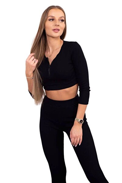 Kesi Set topuri scurte negre cu nervuri
