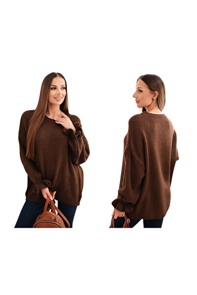 Kesi Women's brown sweater with a touch of mohair and Wool, loose fit