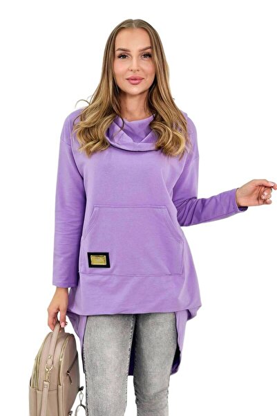 Kesi Hanorac cu glugă violet închis cu spate lung