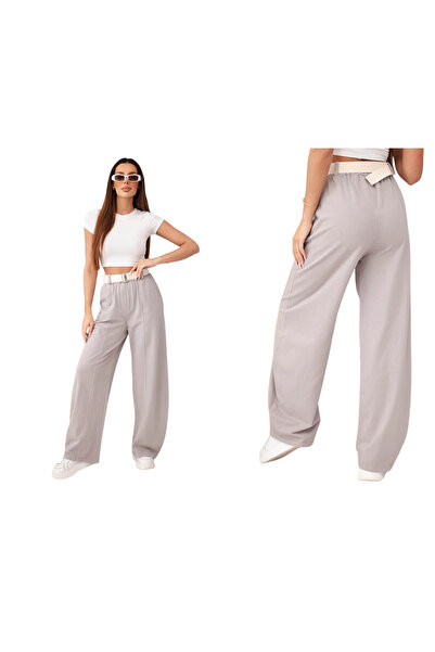 Kesi Pantaloni largi din bumbac pentru femei Fango, cu curea