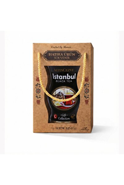 Altıncezve شاي أسود تذكاري من اسطنبول - علبة هدايا من الكرافت مع تغليف من الق...