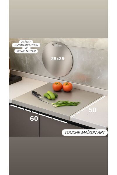 Saule Stainless Steel Top Quality Set of 2 Counter Protector 50X60 cm and Cut...