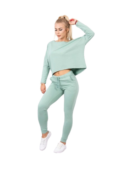 Kesi Set cu o bluză supradimensionată în culoarea mentă închisă