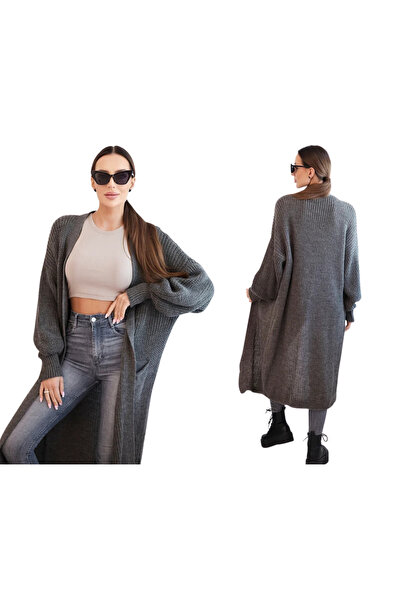 Kesi Women's Oversized cardigan Cappuccino with long sleeves and pockets
