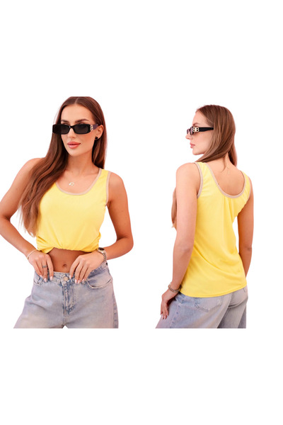 Kesi Women's yellow Viscose strappy top - classic basic style
