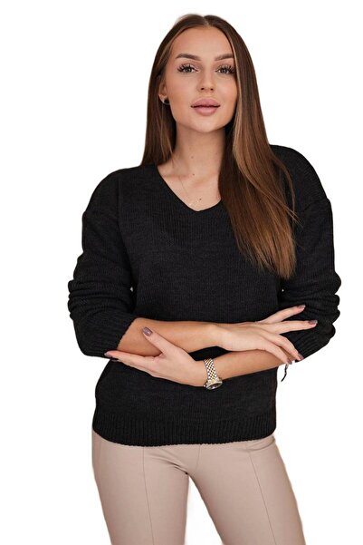 Kesi Pulover cu decolteu în V, culoare grafit