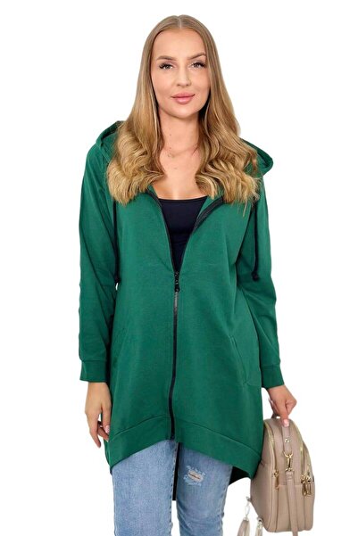 Kesi Hanorac verde cu fermoar la spate