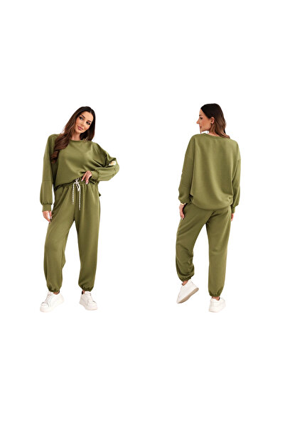 Kesi Set de damă cu unt, culoare măsliniu, format din hanorac și pantaloni cu...