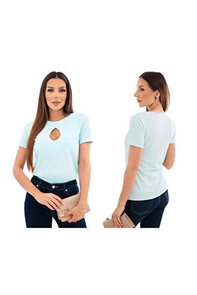 Kesi Women's mint Viscose blouse with decorative cutout