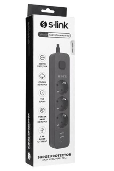 ELBA S-link SPG03U 5V2.4A 1.5m 3x1.00mm 100 yüzde Bakır 750 Joule 3 lü Anahta...