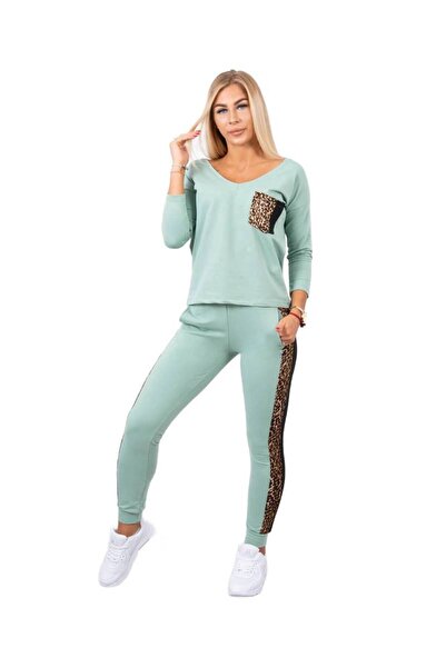 Kesi Cu motiv de leopard, mentă închisă