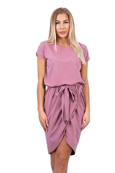 Kesi Rochie roz închis cu nod și talie tip plic