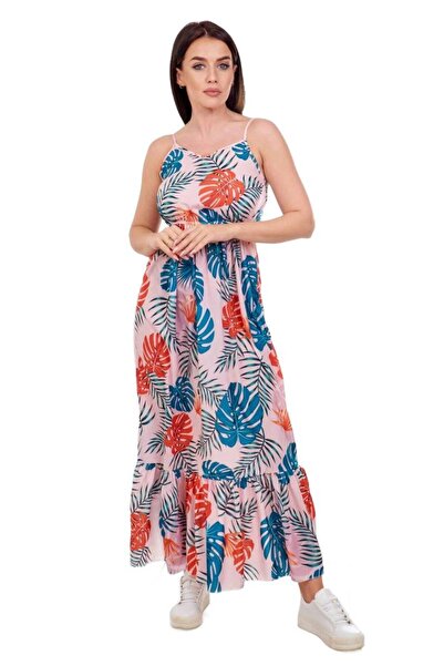 Kesi Rochie roz pudrat cu model de frunze