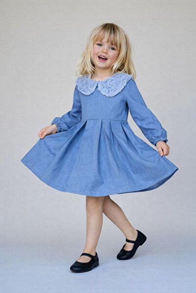 ARBİ kids Rochie de sărbătoare din denim cu trandafiri pentru fetițe, mărimea...